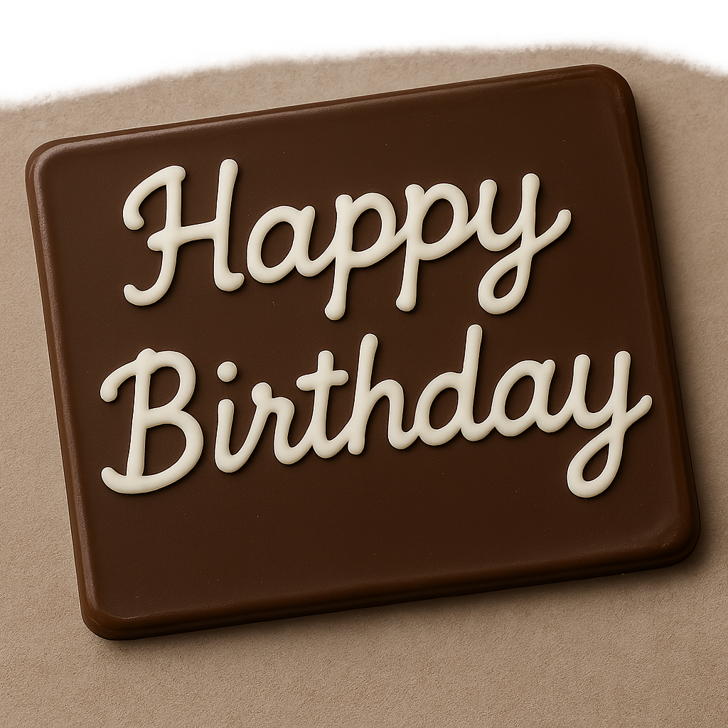 "Happy Birthday" chocolate plaque