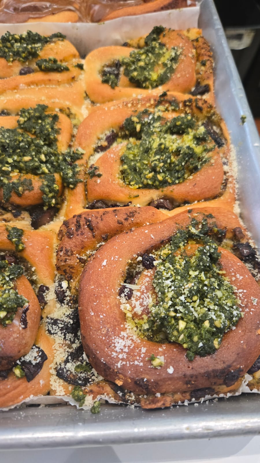 Pesto Mushroom Olive Parmesan Scroll