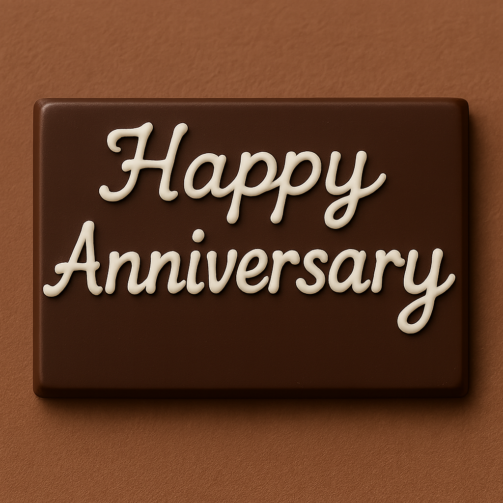 "Happy Anniversary" chocolate plaque