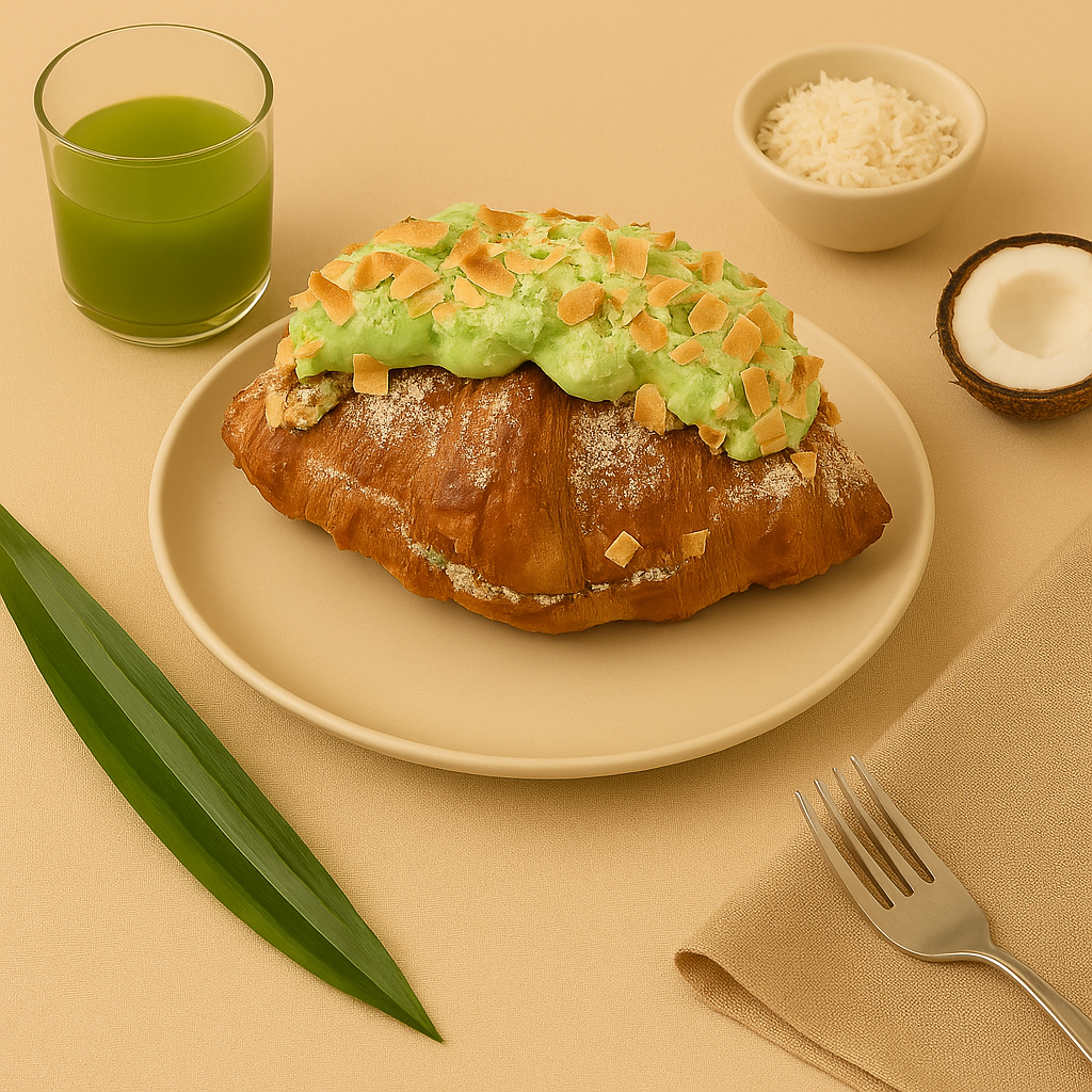 Vegan Pandan & Coconut Twice-Baked Croissant